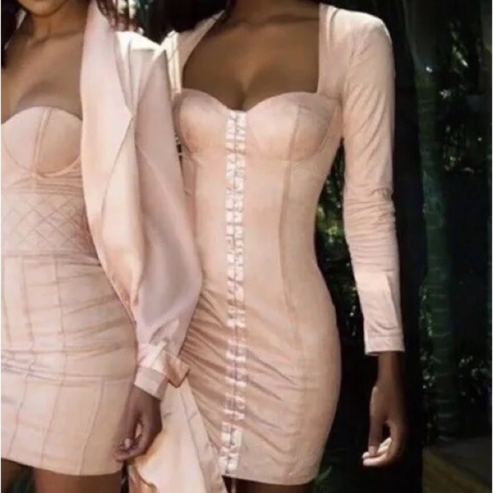 HOUSE OF CB LONDON Ricci pale pink bustier dress  XS